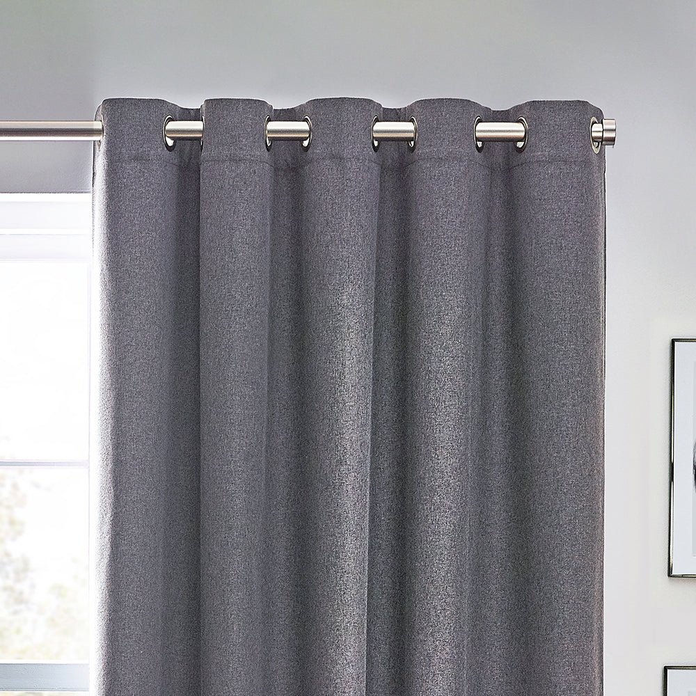 Dawn Textured Thermal Blackout Eyelet Curtains - Charcoal