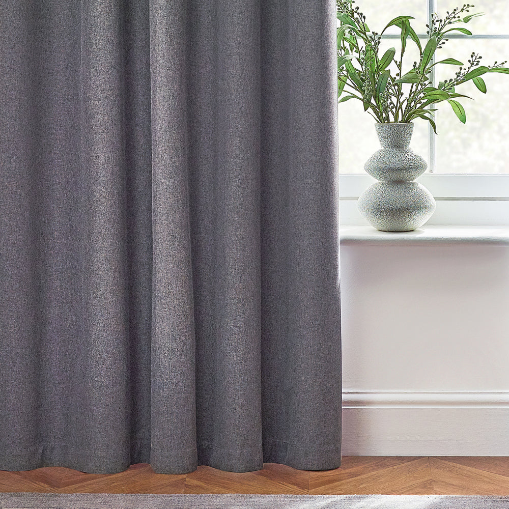 Dawn Textured Thermal Blackout Eyelet Curtains - Charcoal