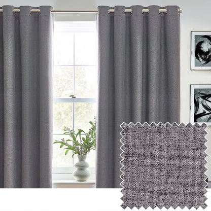Dawn Textured Thermal Blackout Eyelet Curtains - Charcoal