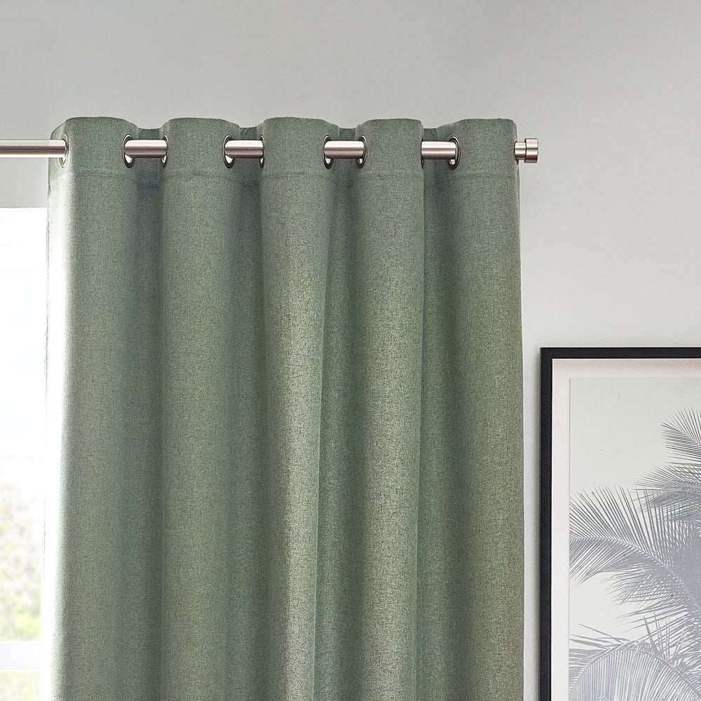 Dawn Textured Thermal Blackout Eyelet Curtains - Eucalyptus