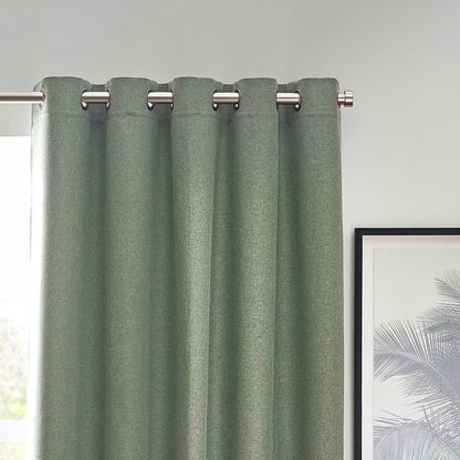 Dawn Textured Thermal Blackout Eyelet Curtains - Eucalyptus