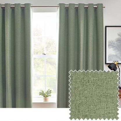 Dawn Textured Thermal Blackout Eyelet Curtains - Eucalyptus