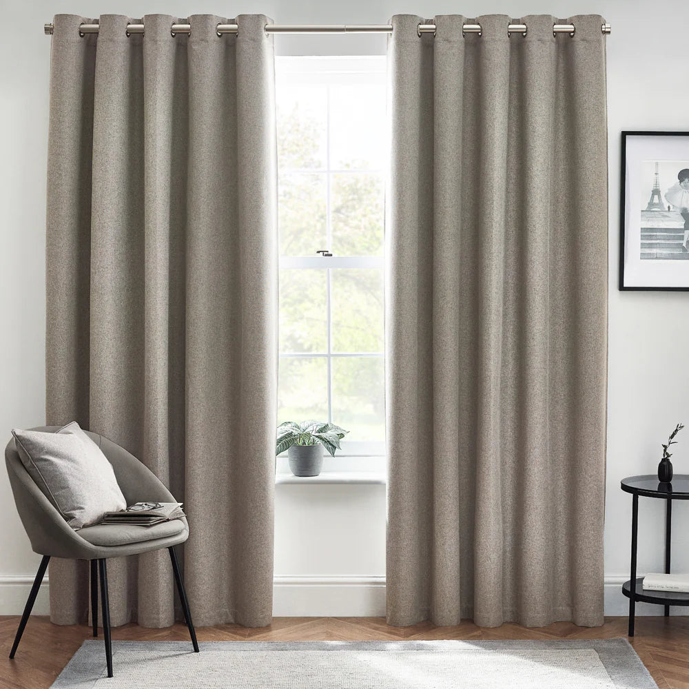 Dawn Textured Thermal Blackout Eyelet Curtains - Grey