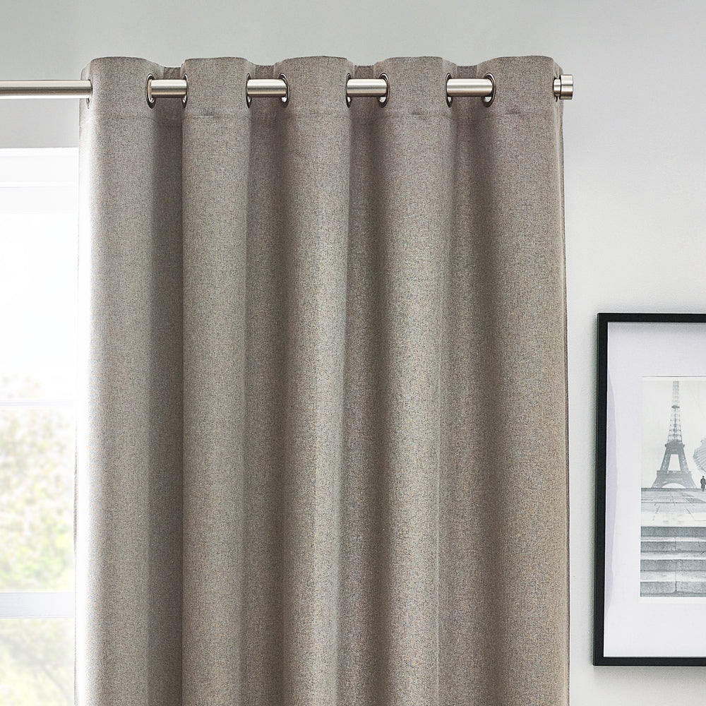 Dawn Textured Thermal Blackout Eyelet Curtains - Grey