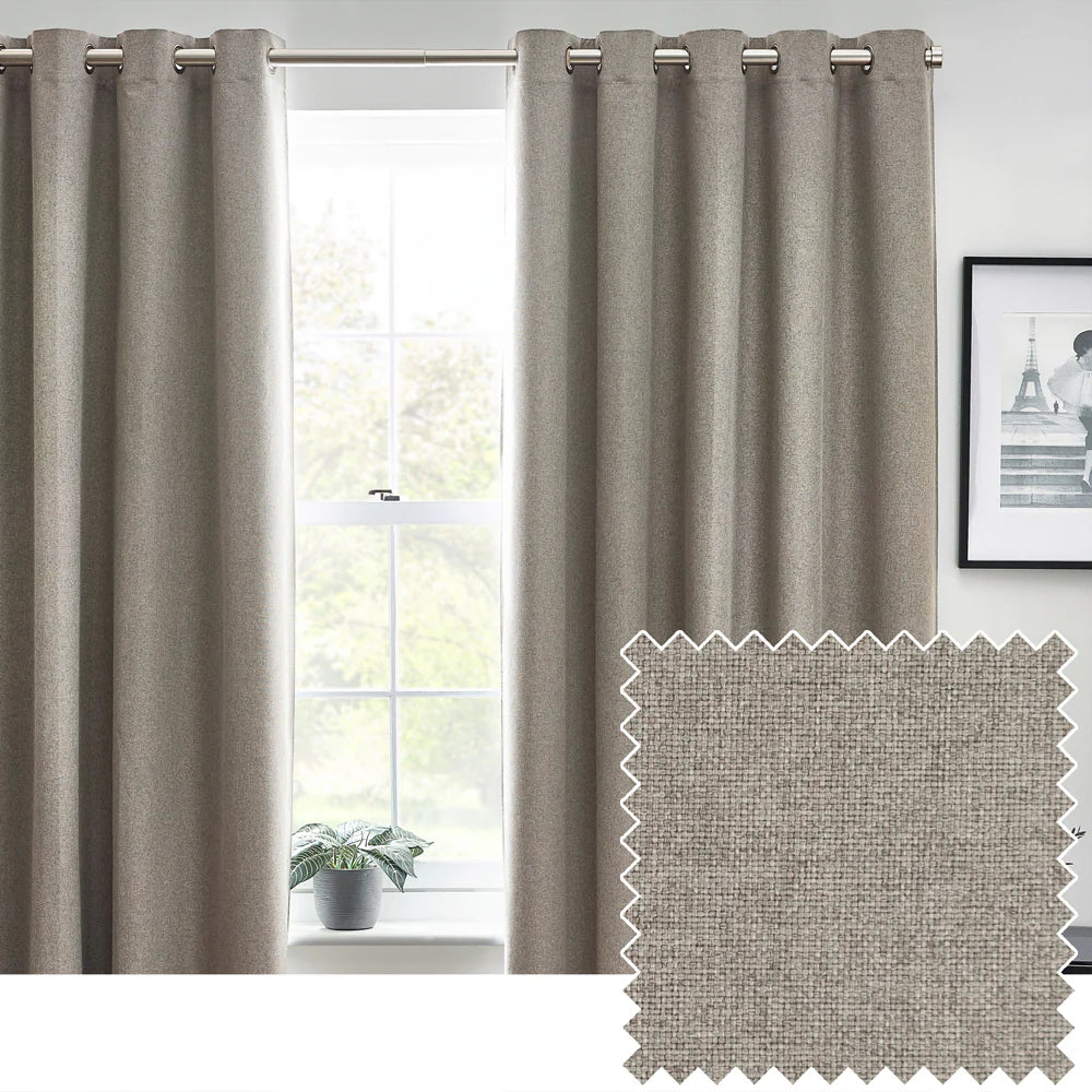 Dawn Textured Thermal Blackout Eyelet Curtains - Grey