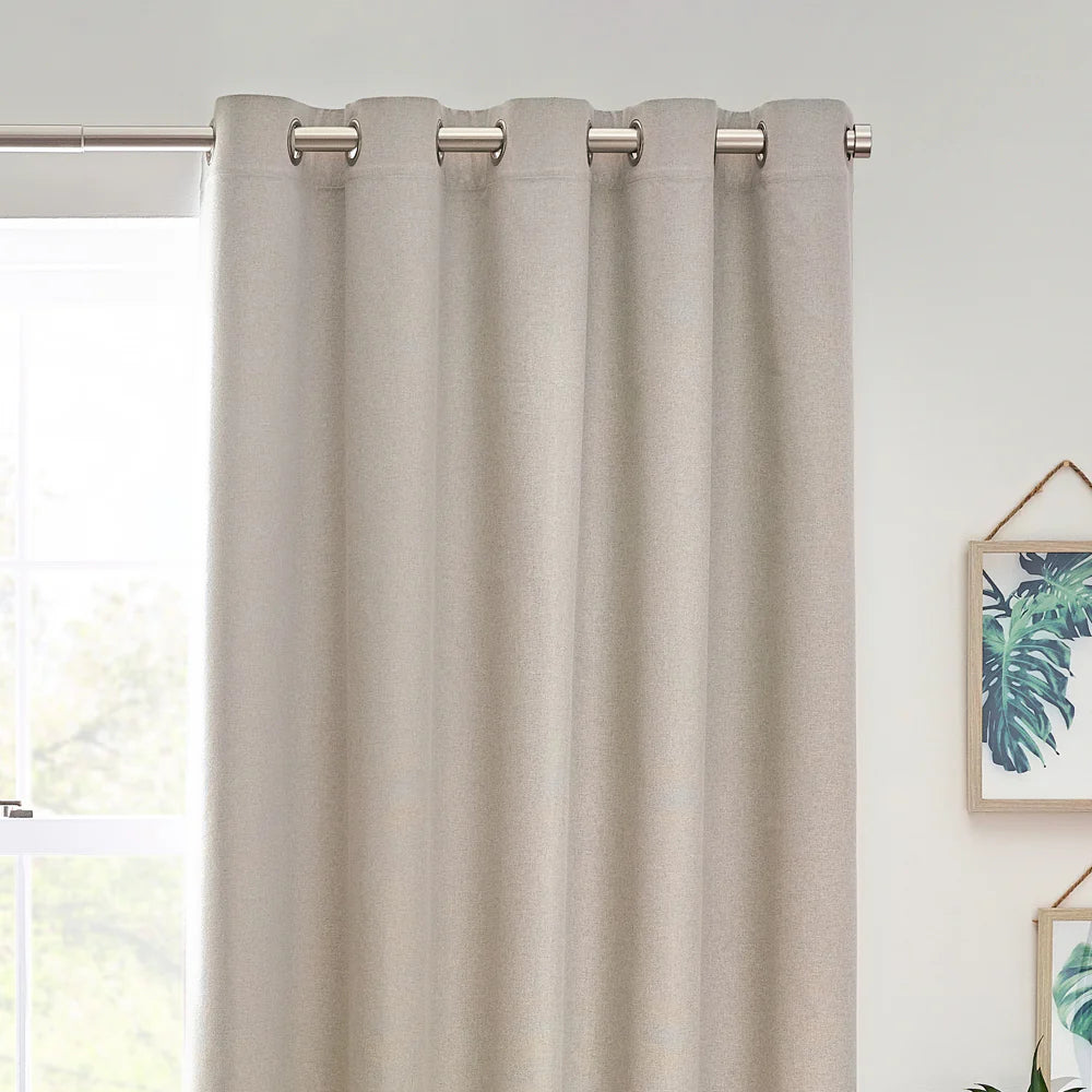 Dawn Textured Thermal Blackout Eyelet Curtains - Linen
