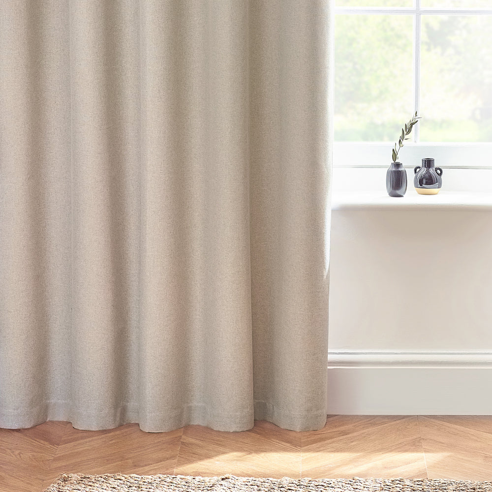 Dawn Textured Thermal Blackout Eyelet Curtains - Linen