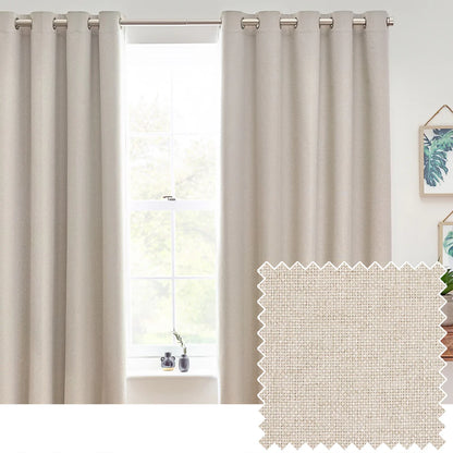 Dawn Textured Thermal Blackout Eyelet Curtains - Linen
