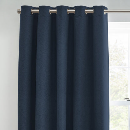 Dawn Textured Thermal Blackout Eyelet Curtains - Midnight