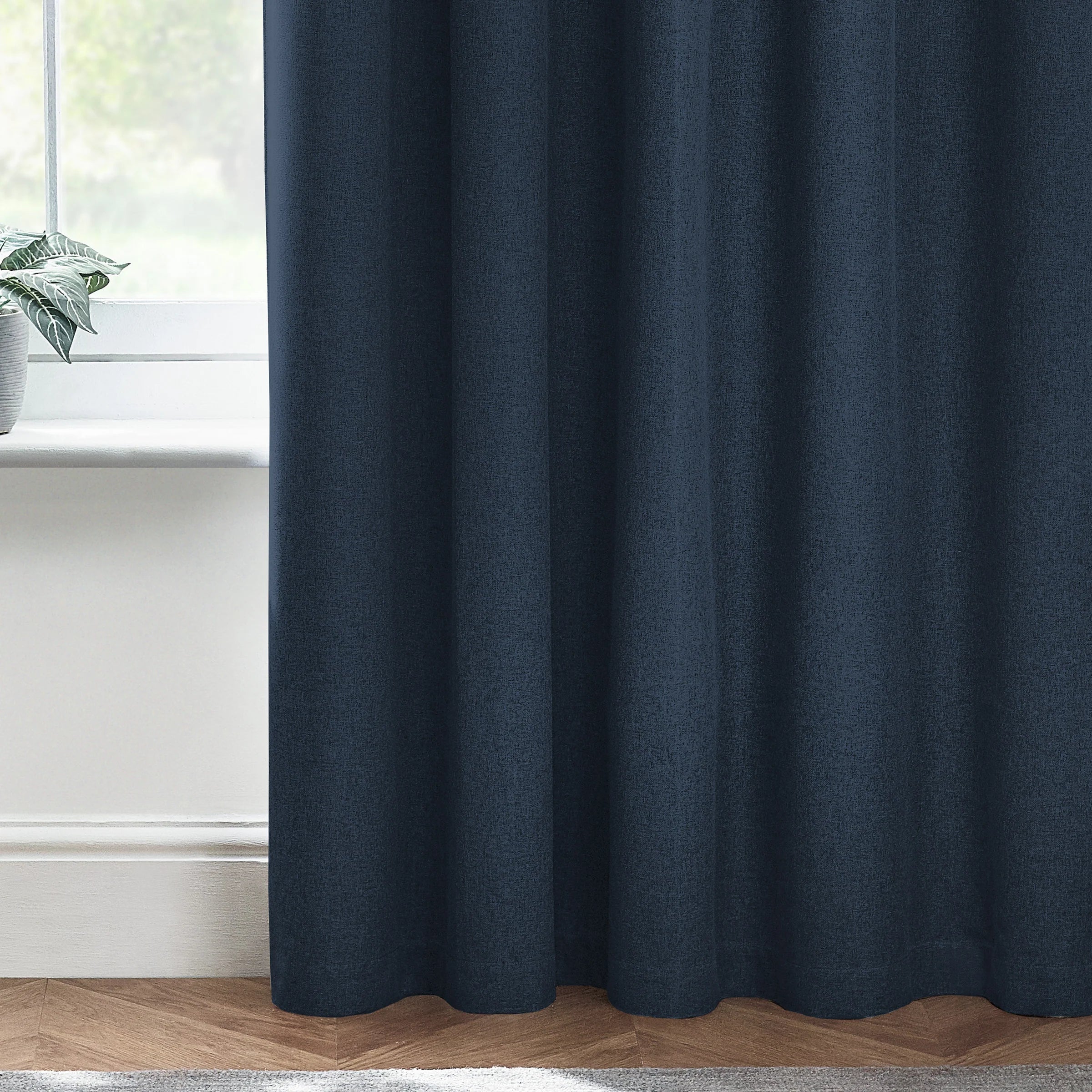 Dawn Textured Thermal Blackout Eyelet Curtains - Midnight