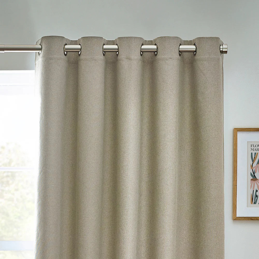 Dawn Textured Thermal Blackout Eyelet Curtains - Natural