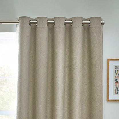 Dawn Textured Thermal Blackout Eyelet Curtains - Natural