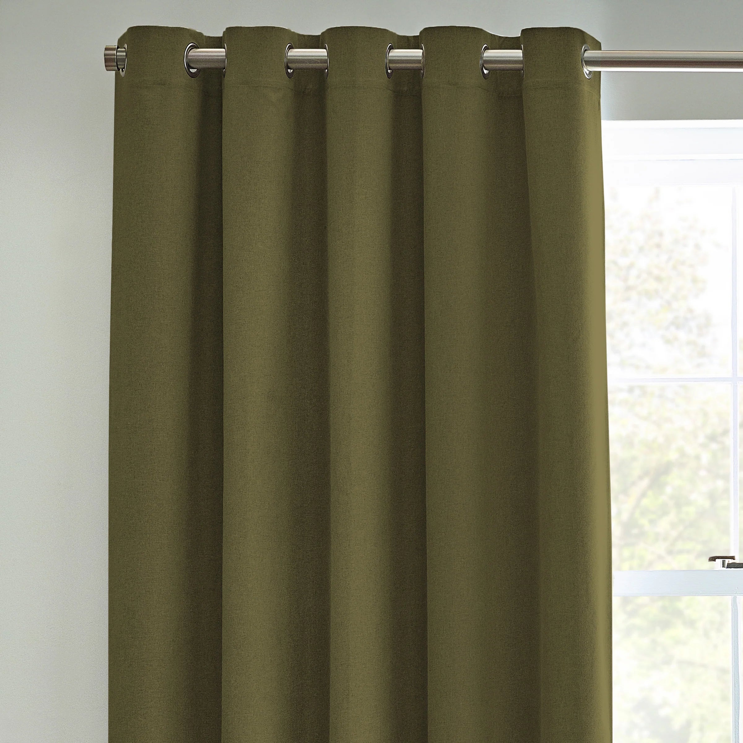 Dawn Textured Thermal Blackout Eyelet Curtains - Olive