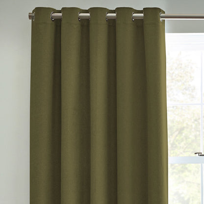Dawn Textured Thermal Blackout Eyelet Curtains - Olive