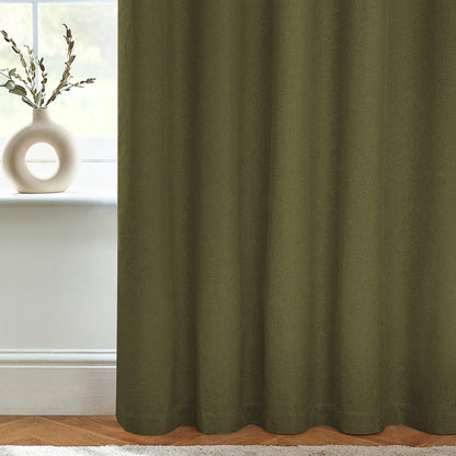 Dawn Textured Thermal Blackout Eyelet Curtains - Olive