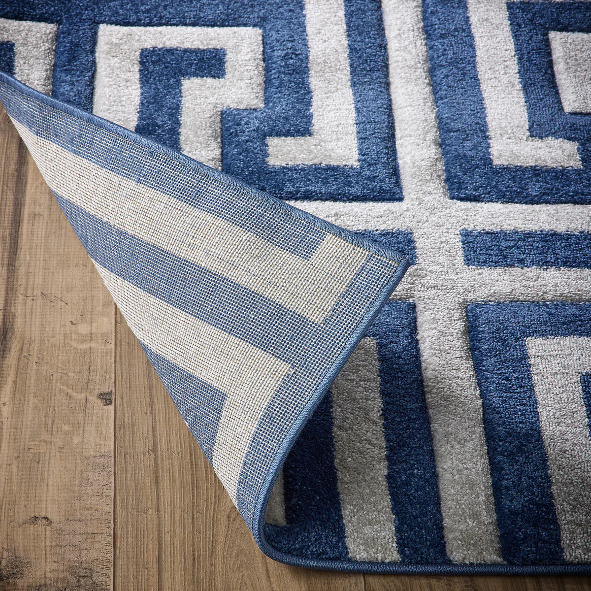 Tappeto Origins Greek Key - Blu navy/grigio