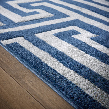 Tappeto Origins Greek Key - Blu navy/grigio