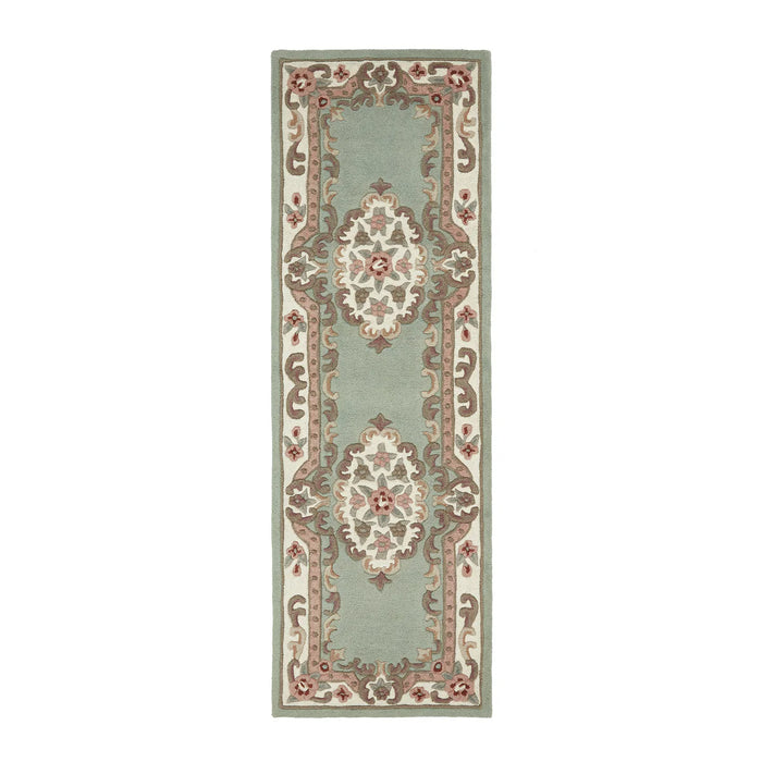 Vintage Motif - Green Cushioned Wool Rug