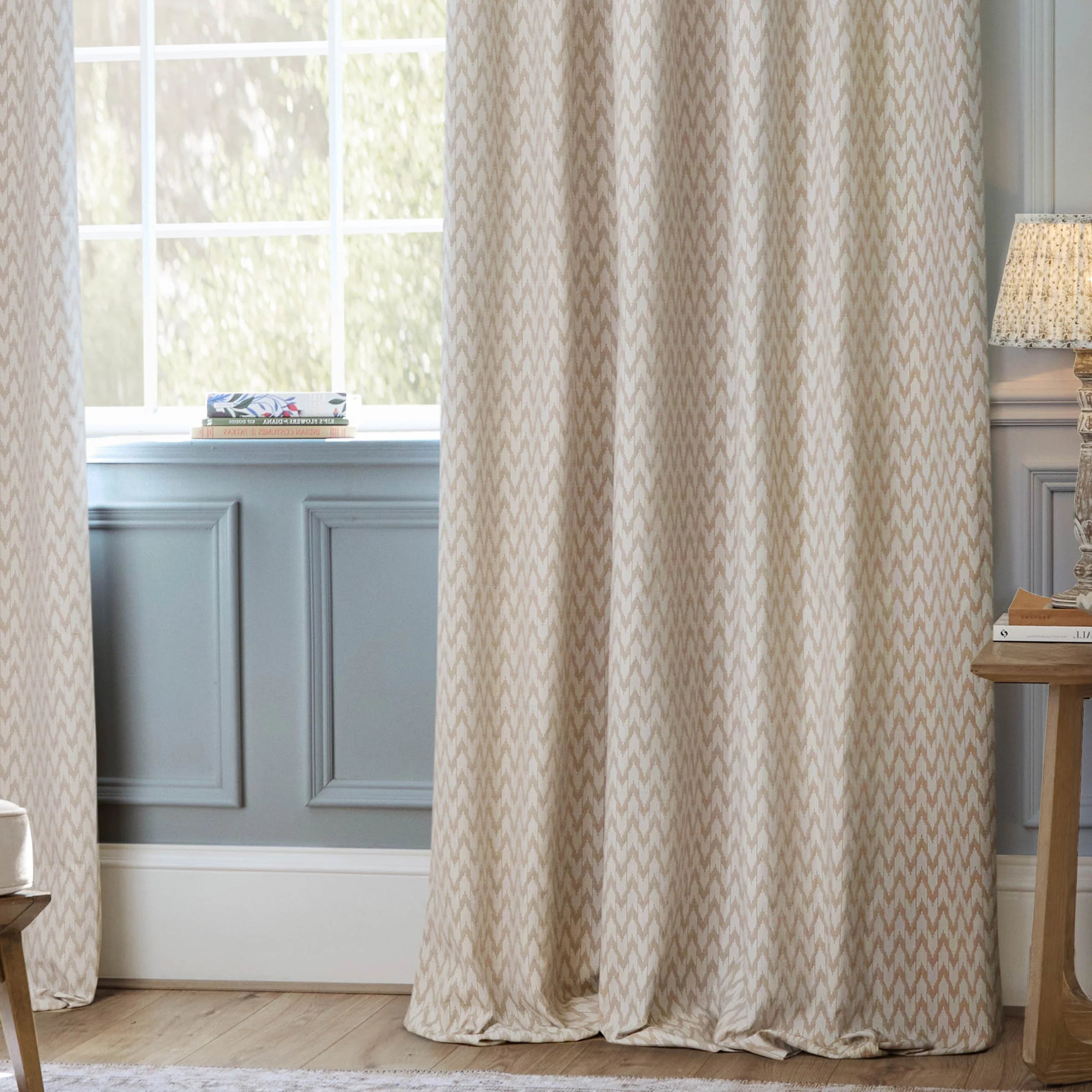Hutton Jacquard Pencil Pleat Curtains - Linen