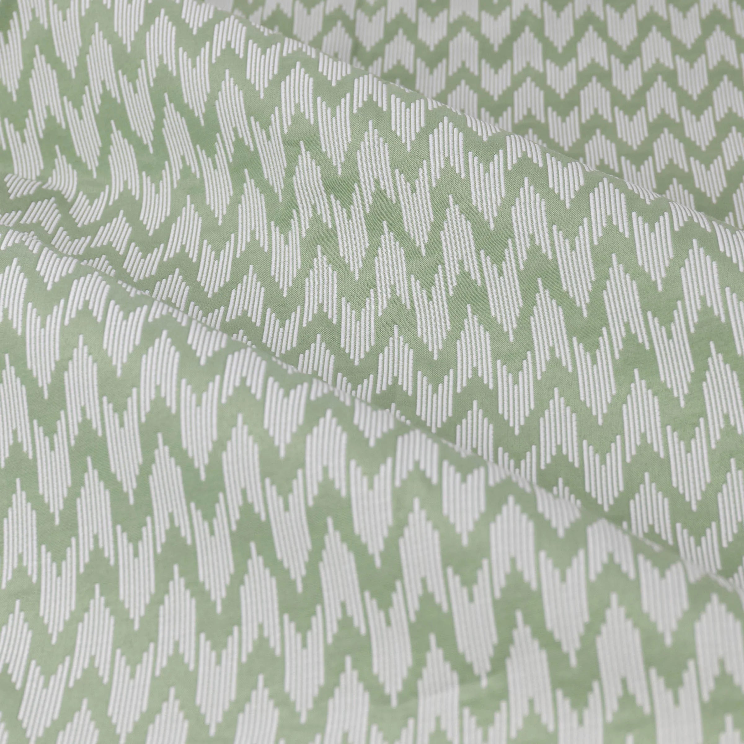 Hutton Jacquard Pencil Pleat Curtains - Sage