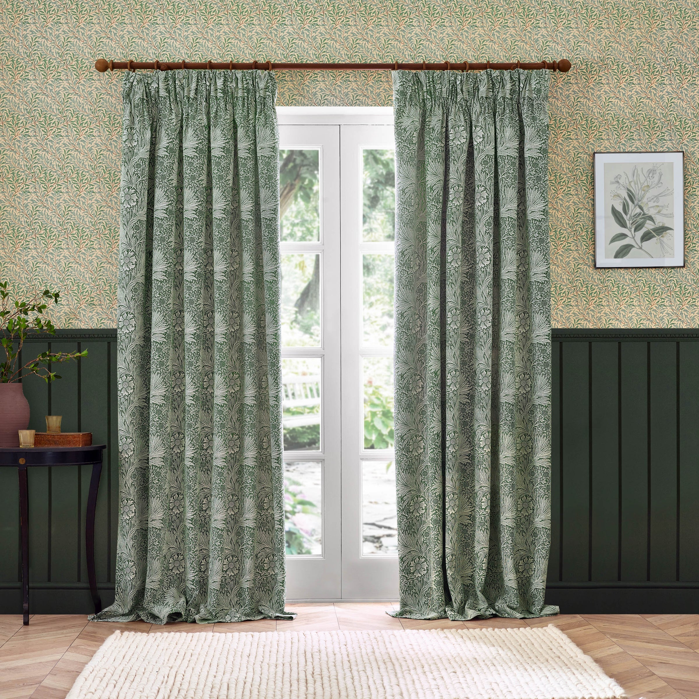 Tende a pieghe a matita in jacquard opaco Acorn Tonal - Salvia