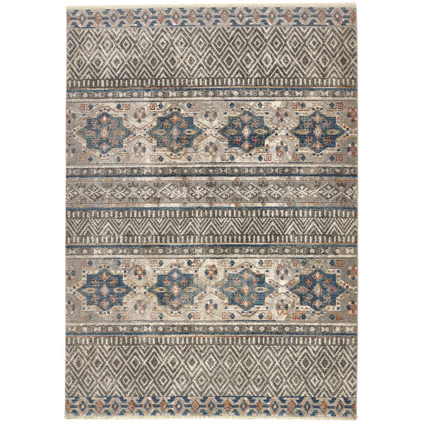 Tapis gris à rayures mandala Origins