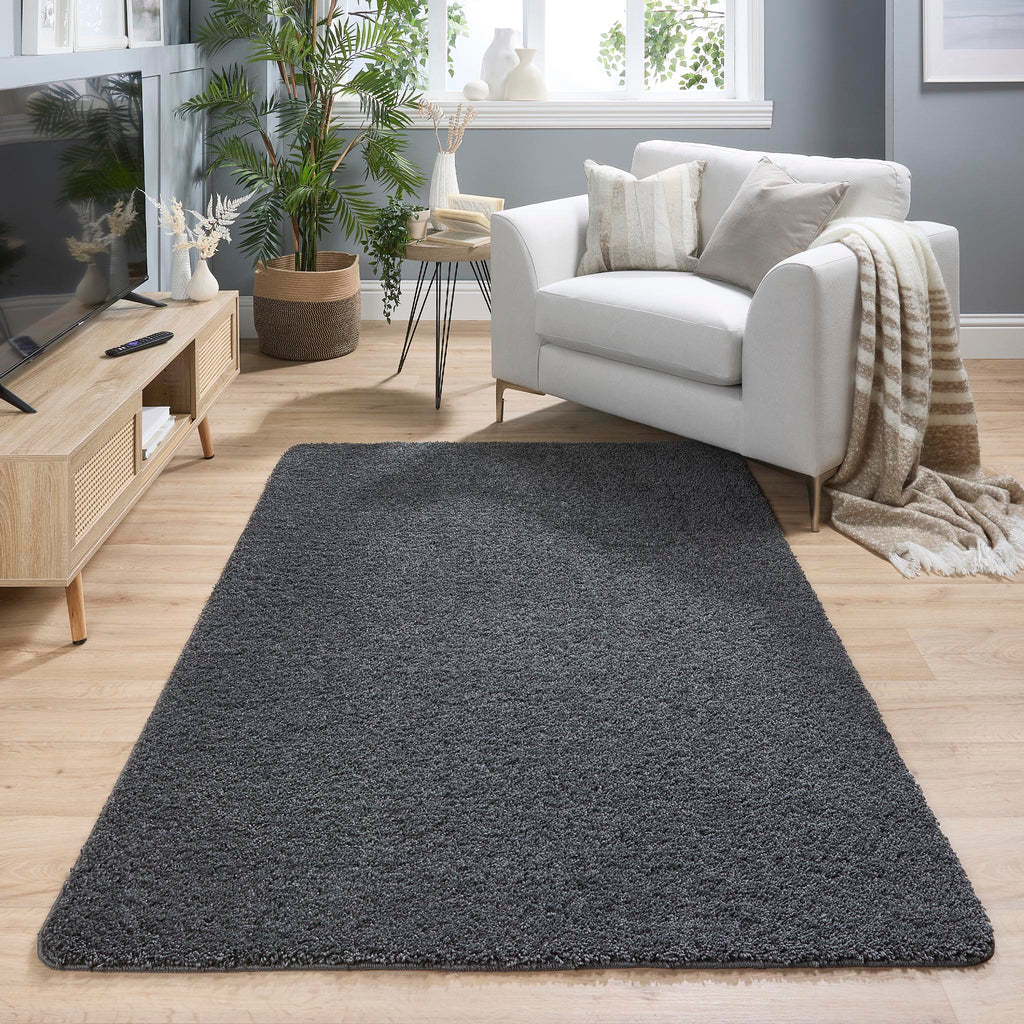 Tapis ultra épais, moelleux, antidérapant et résistant-Gris anthracite