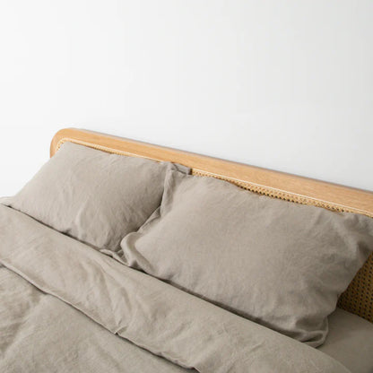 Beige Pair Of 100% Linen Pillowcases