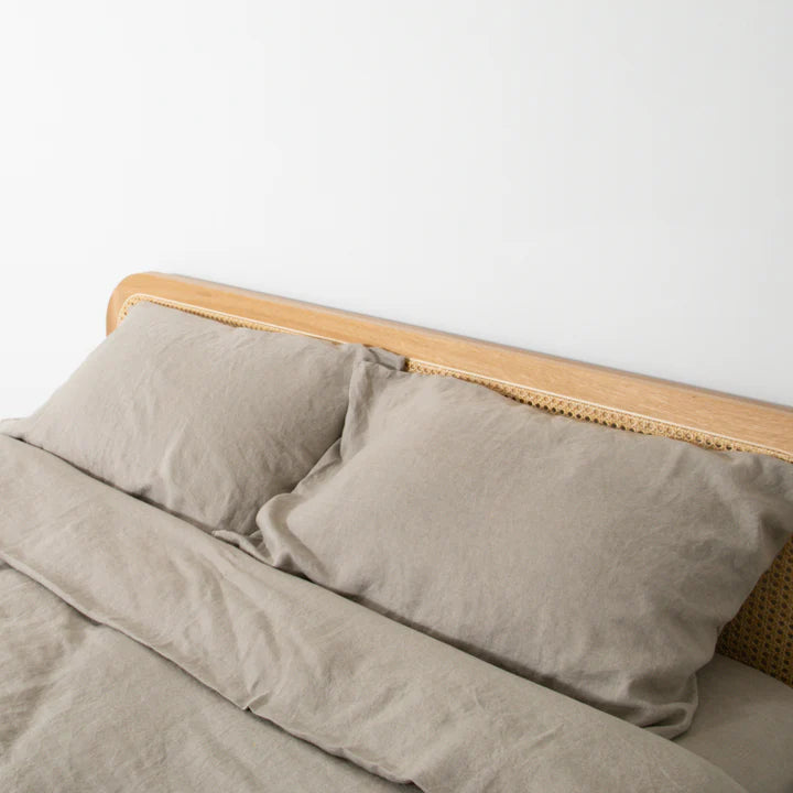 Beige Pair Of 100% Linen Pillowcases