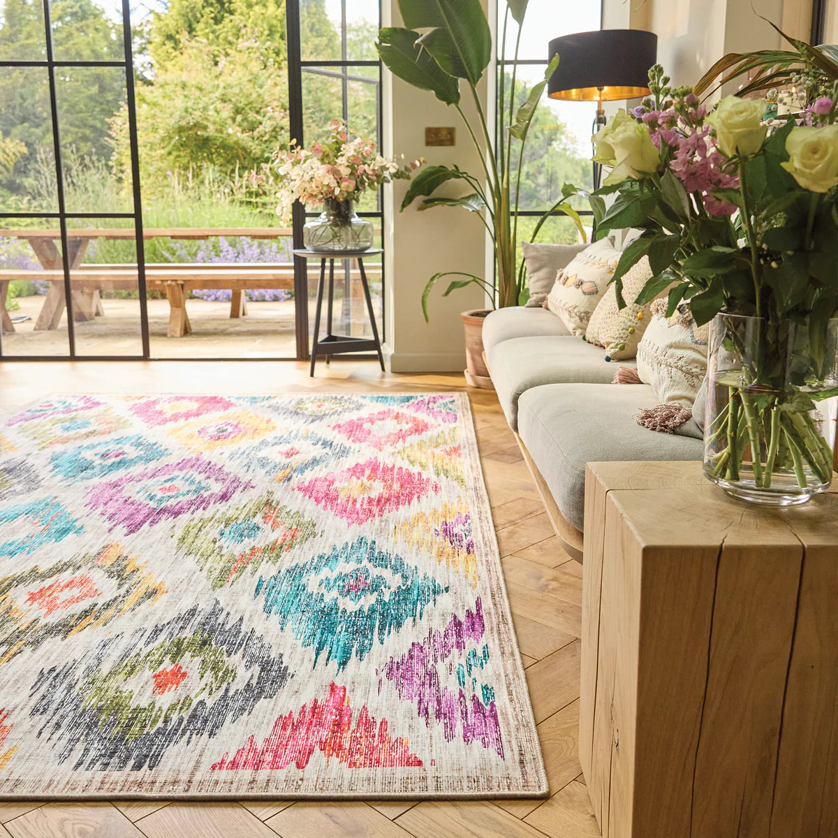 Tapis écologique lavable-Ikat peint