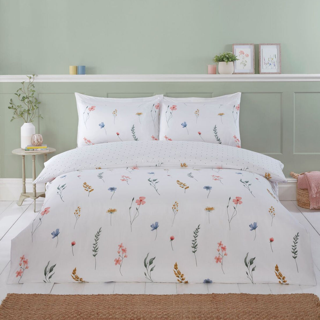 Set copripiumino con fiori pressati