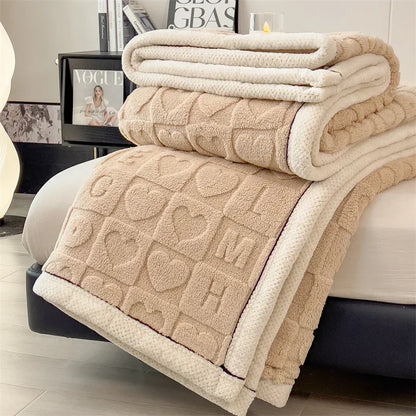 Luxury Fleece Love Heart Thick Blanket