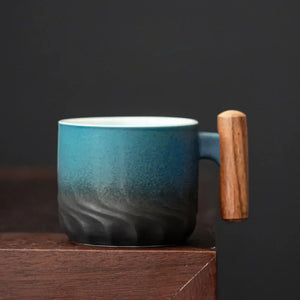 Vintage Espresso Cups With Wooden Handle