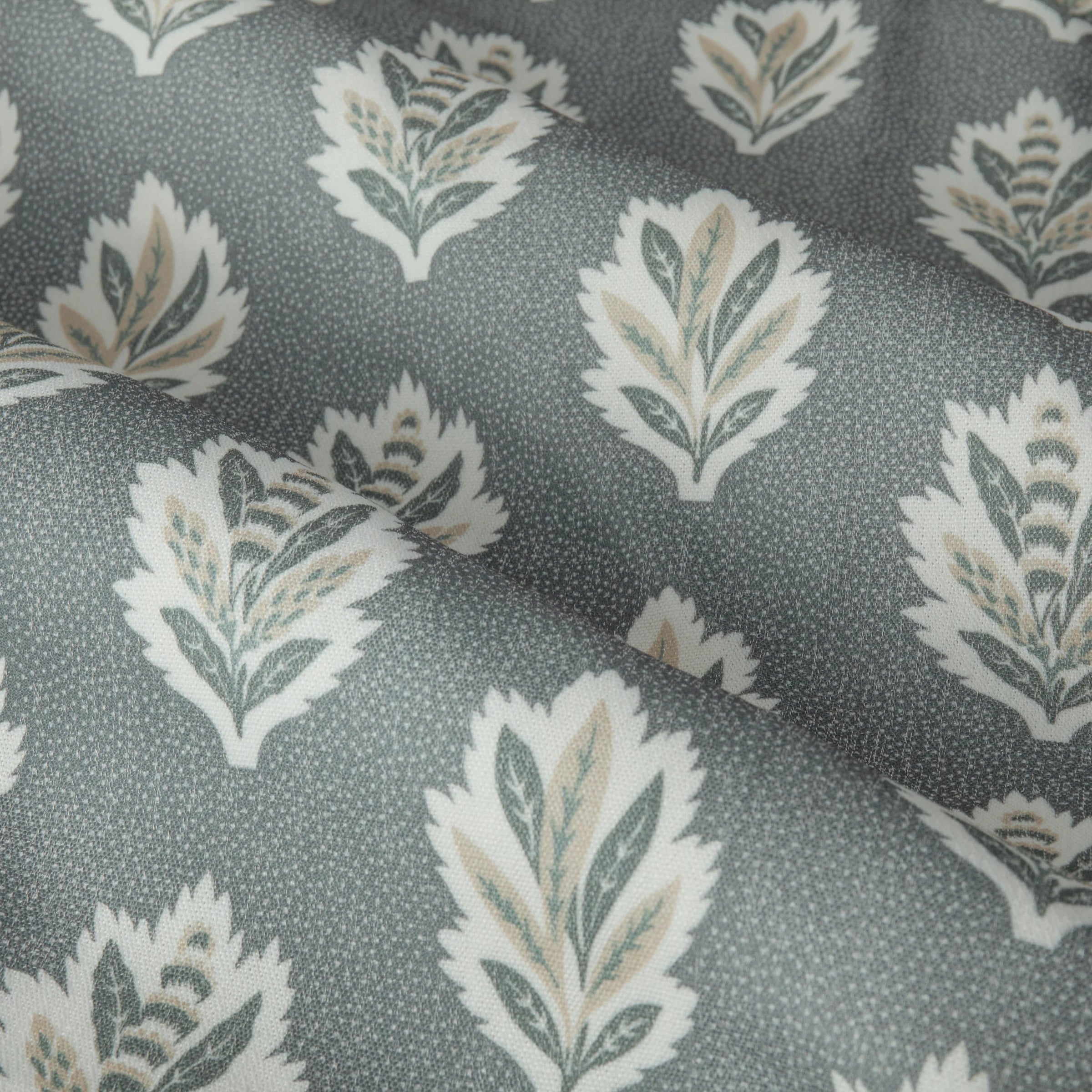 Sessile Leaf Motif Pencil Pleat Curtains - Delph Blue