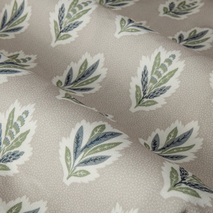 Sessile Leaf Motif Pencil Pleat Curtains - Flax
