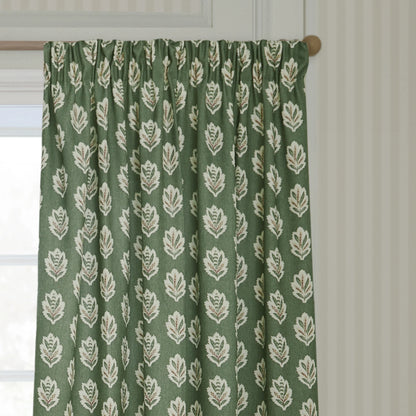 Sessile Leaf Motif Pencil Pleat Curtains - Leaf
