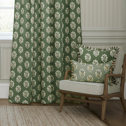 Sessile Leaf Motif Pencil Pleat Curtains - Leaf