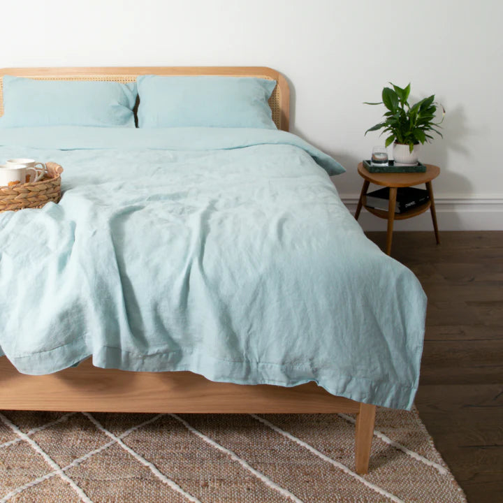 100% Natural Linen Duvet Cover - Light Blue
