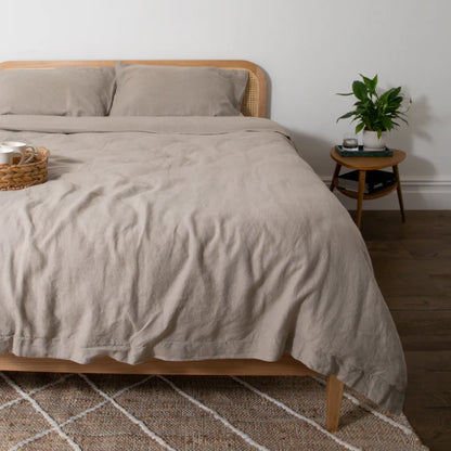 Beige Pair Of 100% Linen Pillowcases