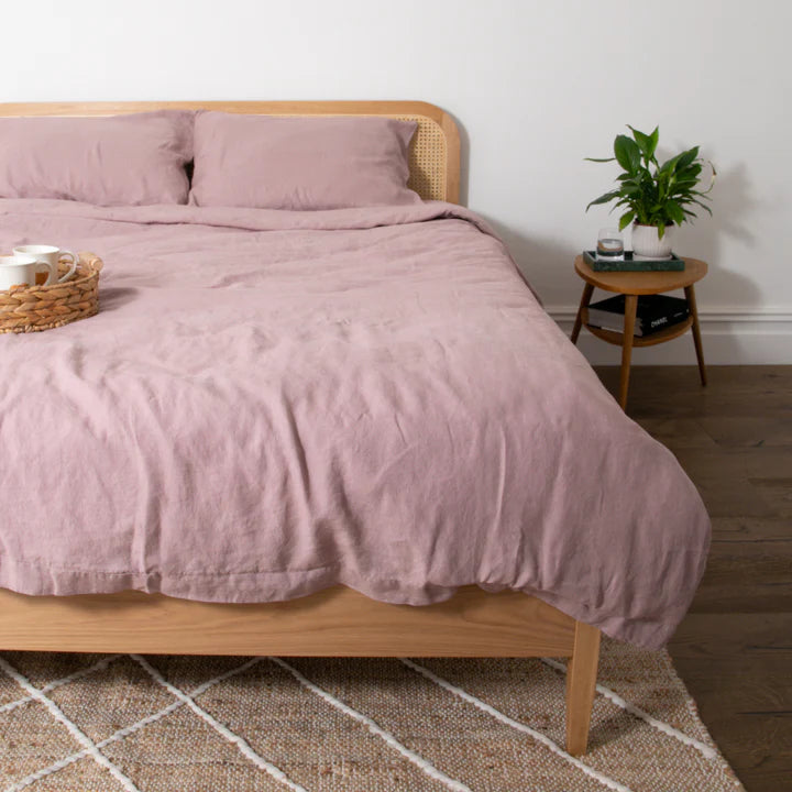 100% Natural Linen Duvet Cover - Blush Pink