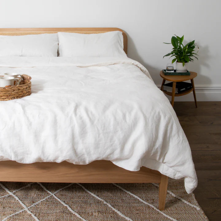 100% Natural Linen Duvet Cover - White