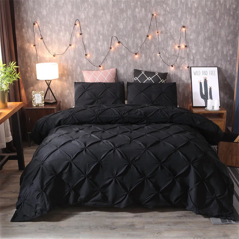 Diamond Pintuck Duvet Cover 3 Piece Bed Set