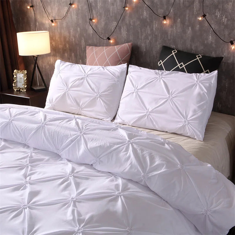 Diamond Pintuck Duvet Cover 3 Piece Bed Set