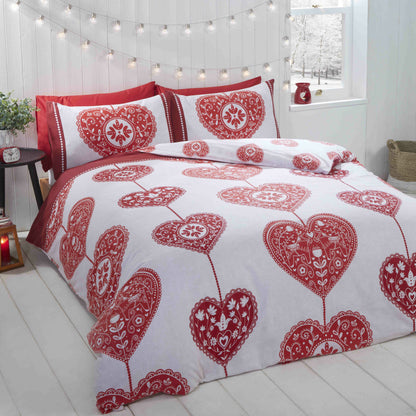 Scandi Heart Brushed Cotton Duvet Set