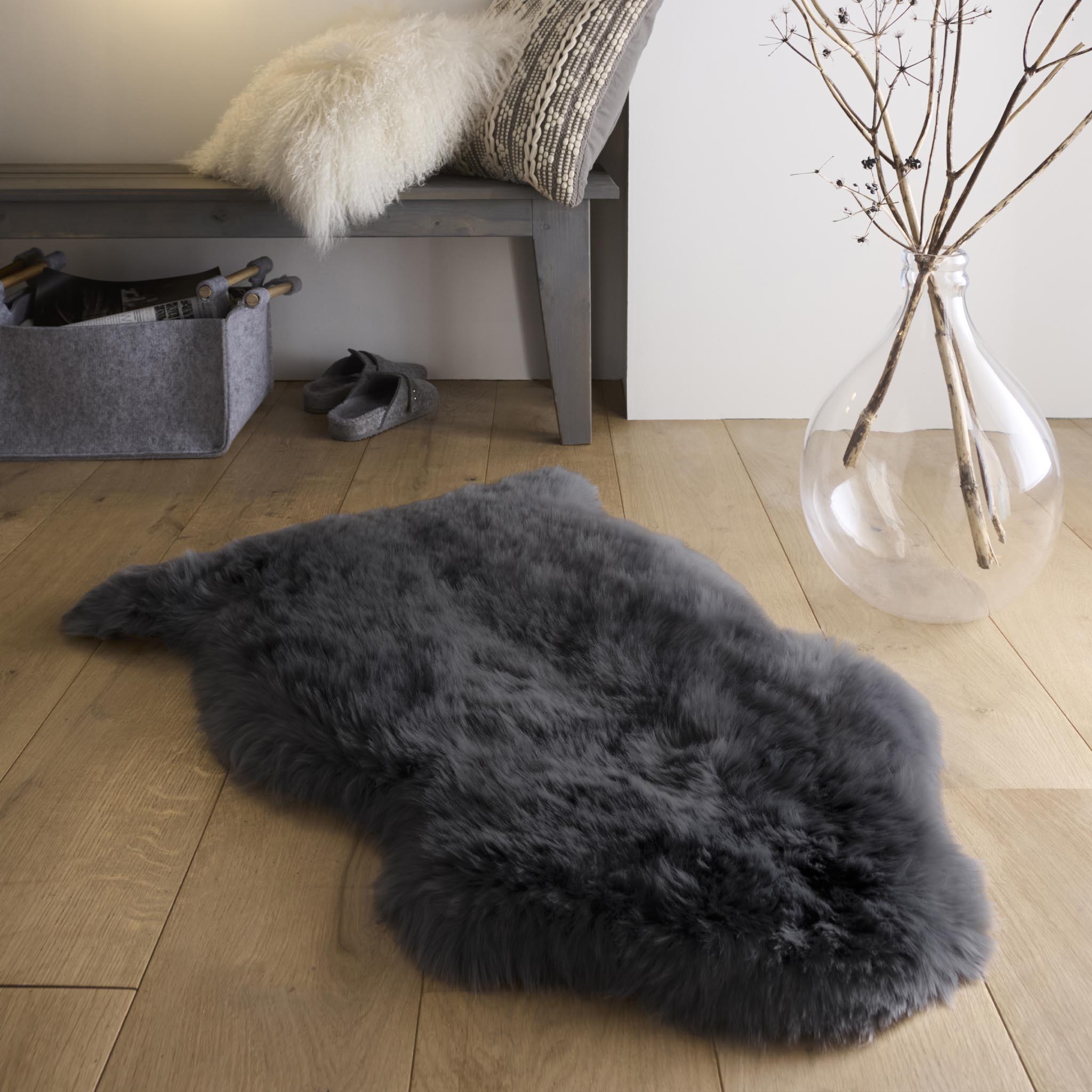 Origins Genuine Sheepskin Black Rug