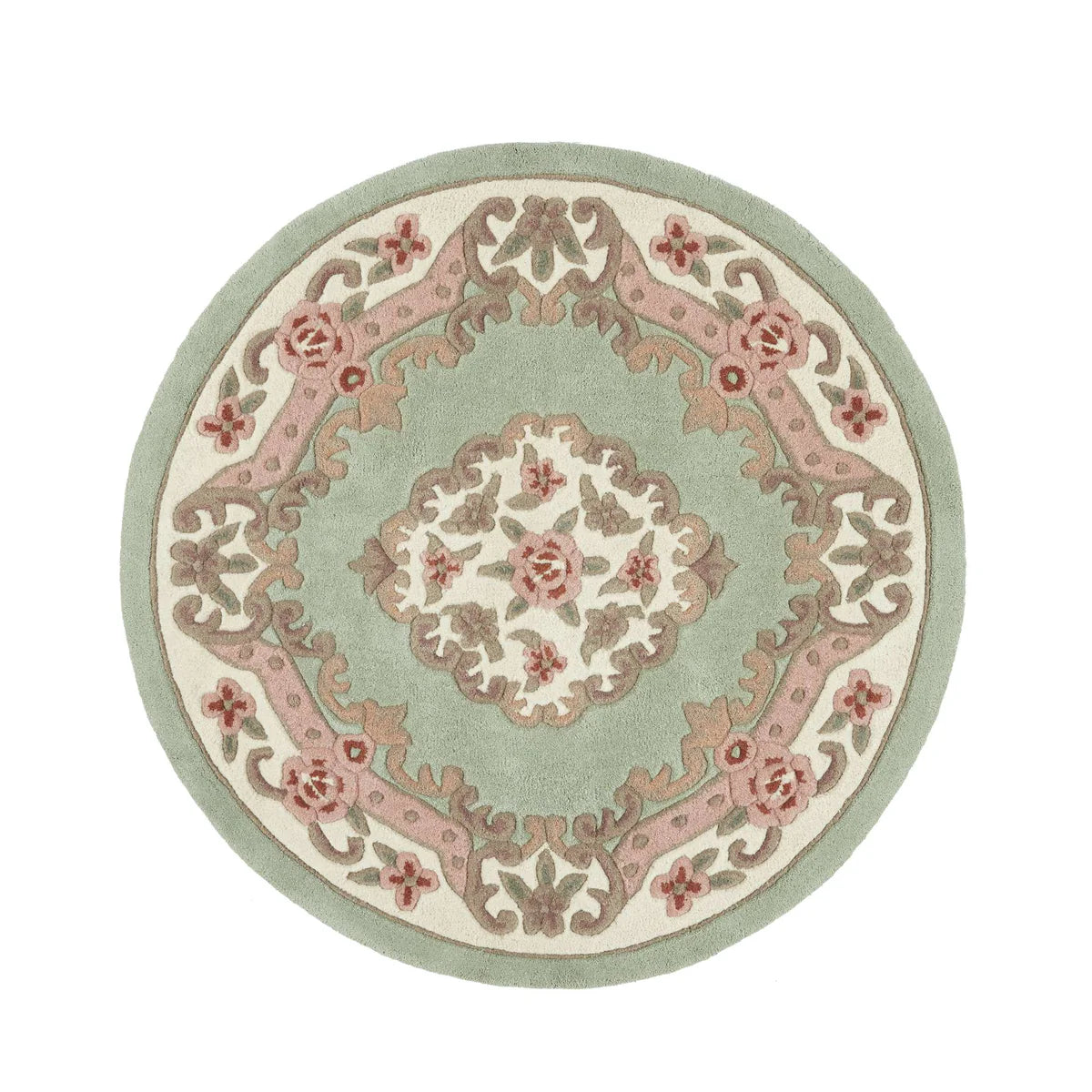 Vintage Motif - Green Cushioned Wool Rug