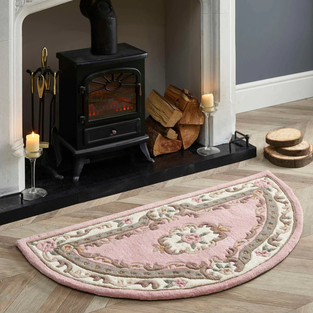 Vintage Motif - Pink Cushioned Wool Rug