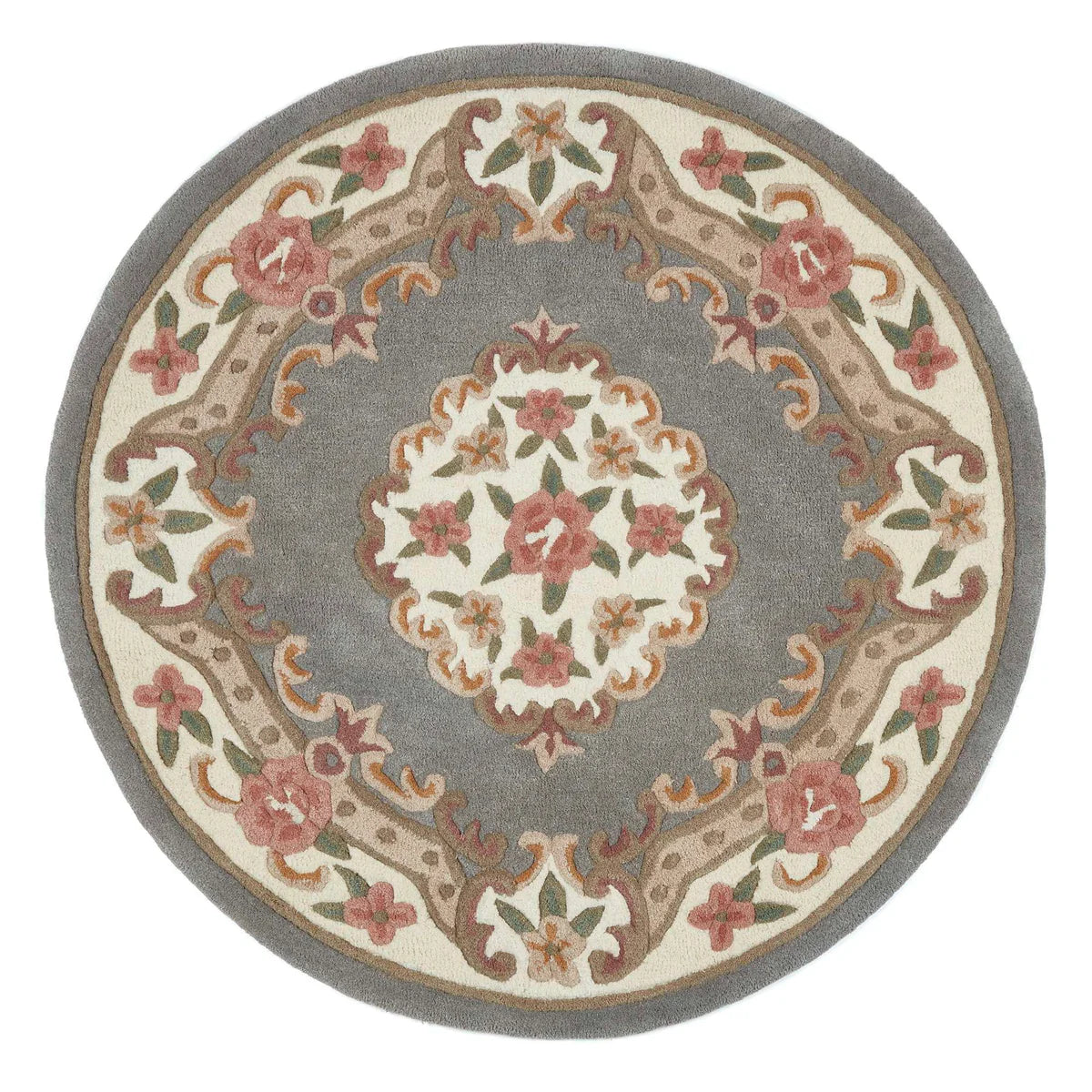 Vintage Motif - Grey Cushioned Wool Rug