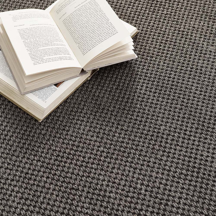 Tappeto Origins Sisal - Grigio scuro con bordo grigio