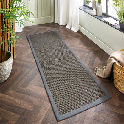 Tappeto Origins Sisal - Grigio scuro con bordo grigio